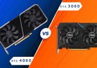 Comparison of GeForce RTX 4060 vs RTX 3060 market trends with a smooth gradient background highlighting GPU popularity shift.